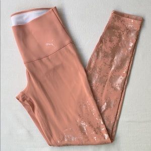 PUMA Premium Rose Gold Wide Waistband Leggings Yoga Workout Pilates